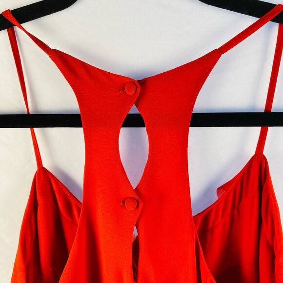 Naked Zebra Red Ruffle Spaghetti Strap Racer Back Tank Small NWT Y2K Going Out - Picture 5 of 8